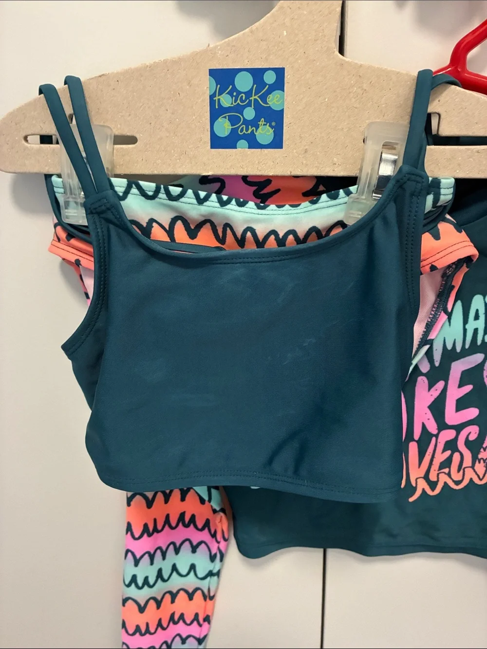 Cat & Jack 3pc swimsuit, teal mermaids make waves